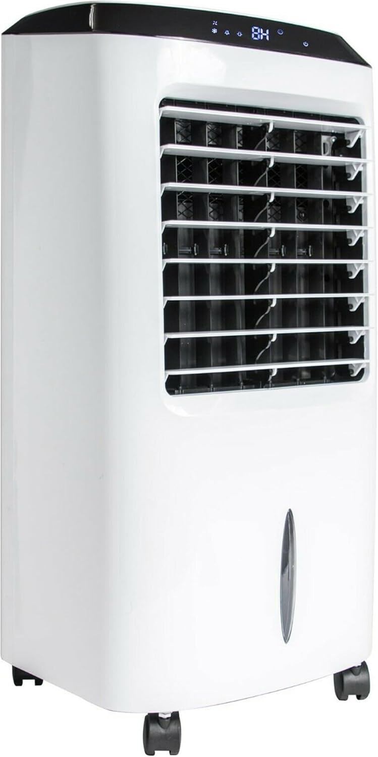 MYLEK Air Cooler Portable Evaporative Cold Air Cooling Fan 80W Large 10L Water Tank Oscillating Humidifier Purifier Remote Control Bedrooms Home Office