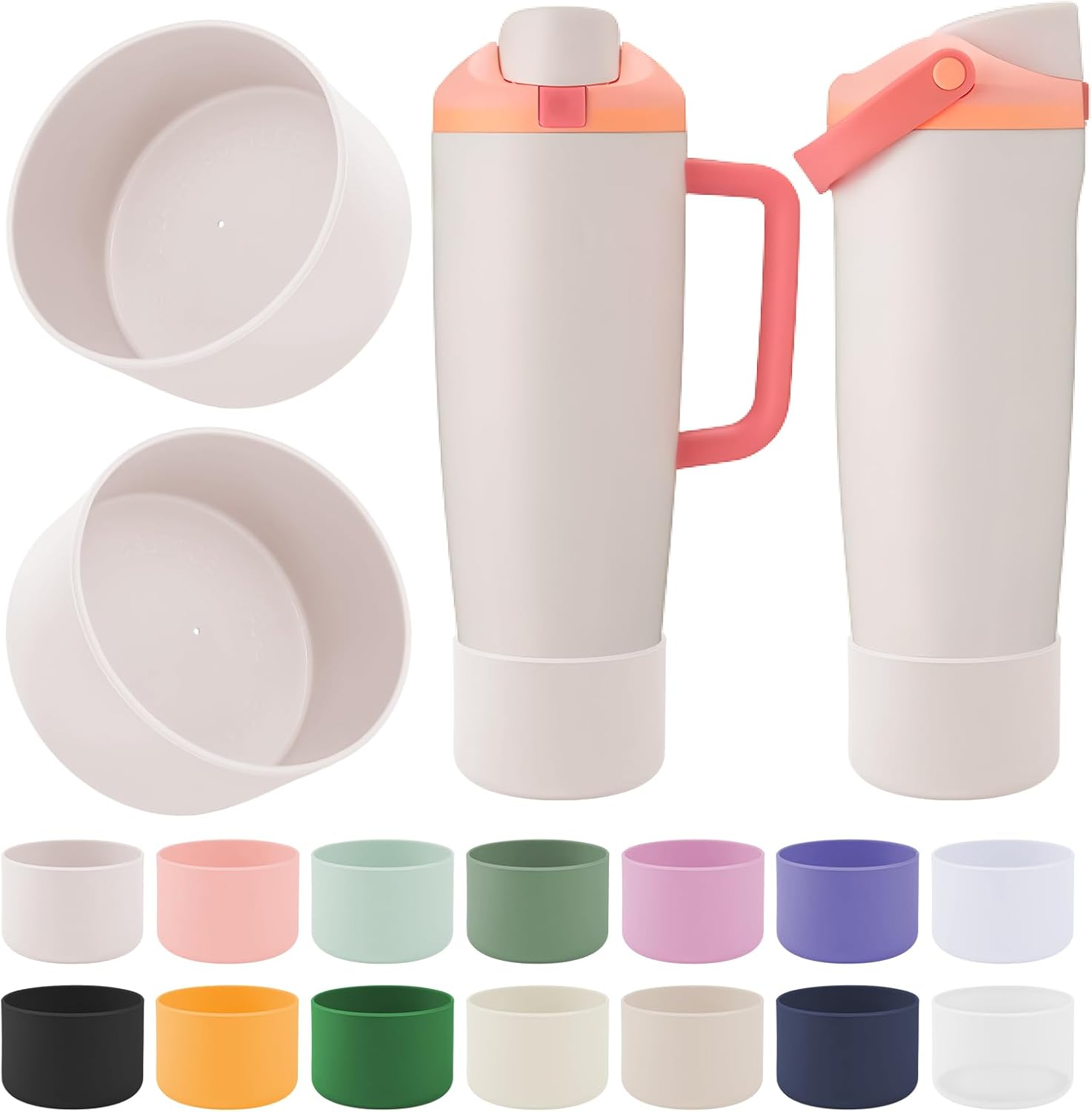 2PCS Silicone Boot Compatible with Owala 30oz & 40oz FreeSip Sway Bottles & Tumblers, Protective Anti-Slip Bottom Cover Sleeve for Freesip Sway Tumbler