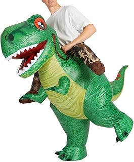 COMIN Inflatable Dinosaur Costume for Adults Ride-on Green Dino Funny Blow Up T-Rex Costume Halloween Party