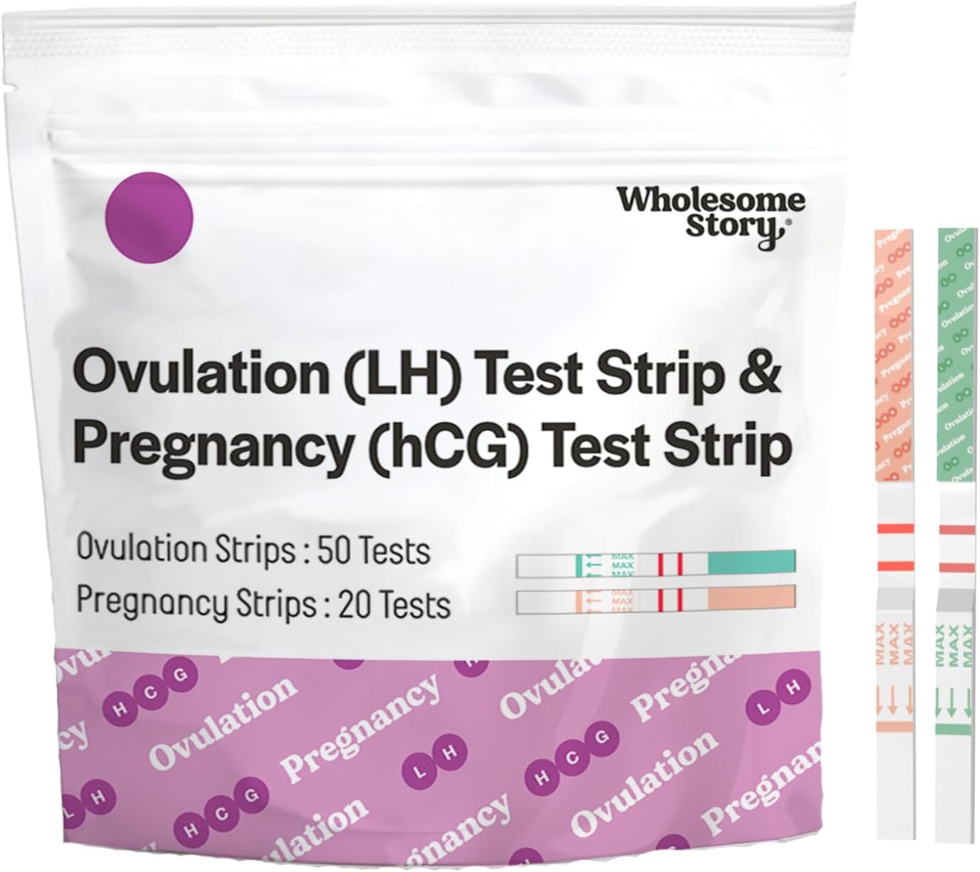 Ovulation Test Strips & Pregnancy Test Strips Combo Kit | Accurate & Easy to Read | Early Detection | 50 LH + 20 hCG 5mm Strips