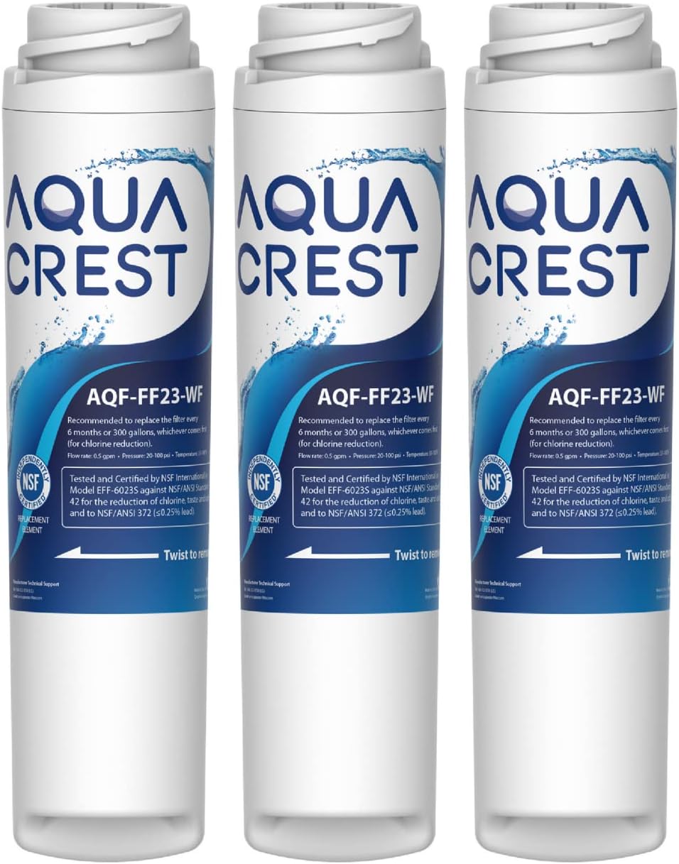 AQUA CREST GSWF Refrigerator Water Filter, Replacement for GE® GSWF Smart Water 238C2334P001, Kenmore® 46-9914, 469914, 9914, 3 Filters (Package May Vary)