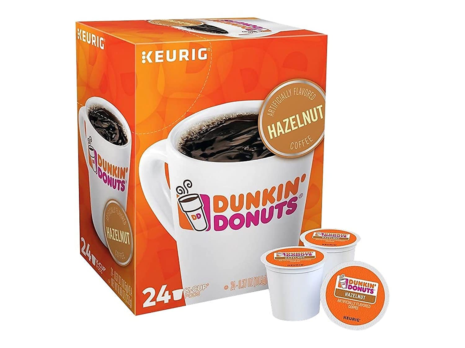 Dunkin' Donuts 2518071 Hazelnut Coffee K-Cup Pods Medium Roast 24/Box (400848)
