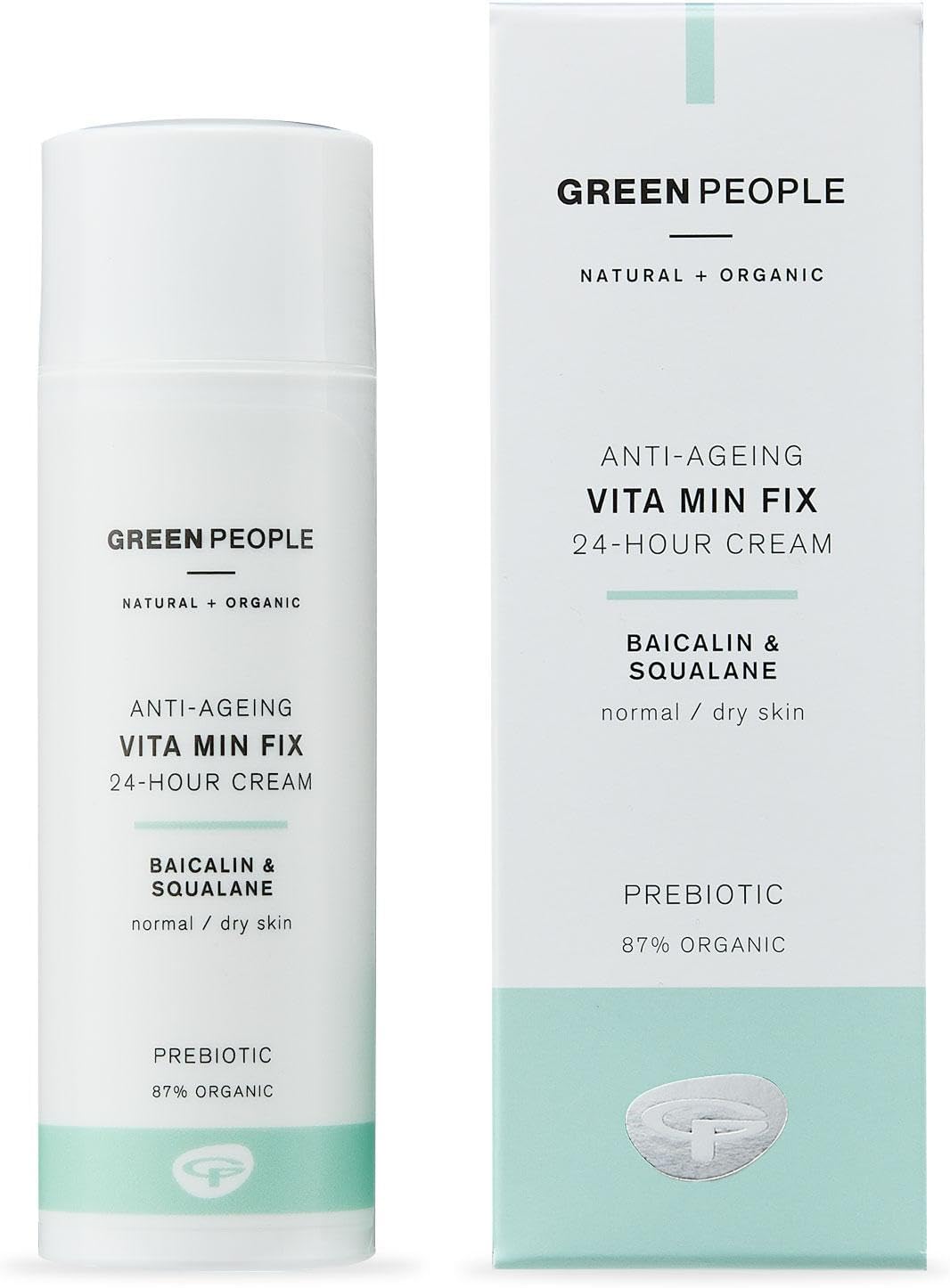 Green People Vita Min Fix Moisturiser - 24-Hour Cream - with Squalane (Derived from Olives) for Normal & Dry Skin - Paraben & Alcohol Free - Cruelty Free & Vegan, 50ml