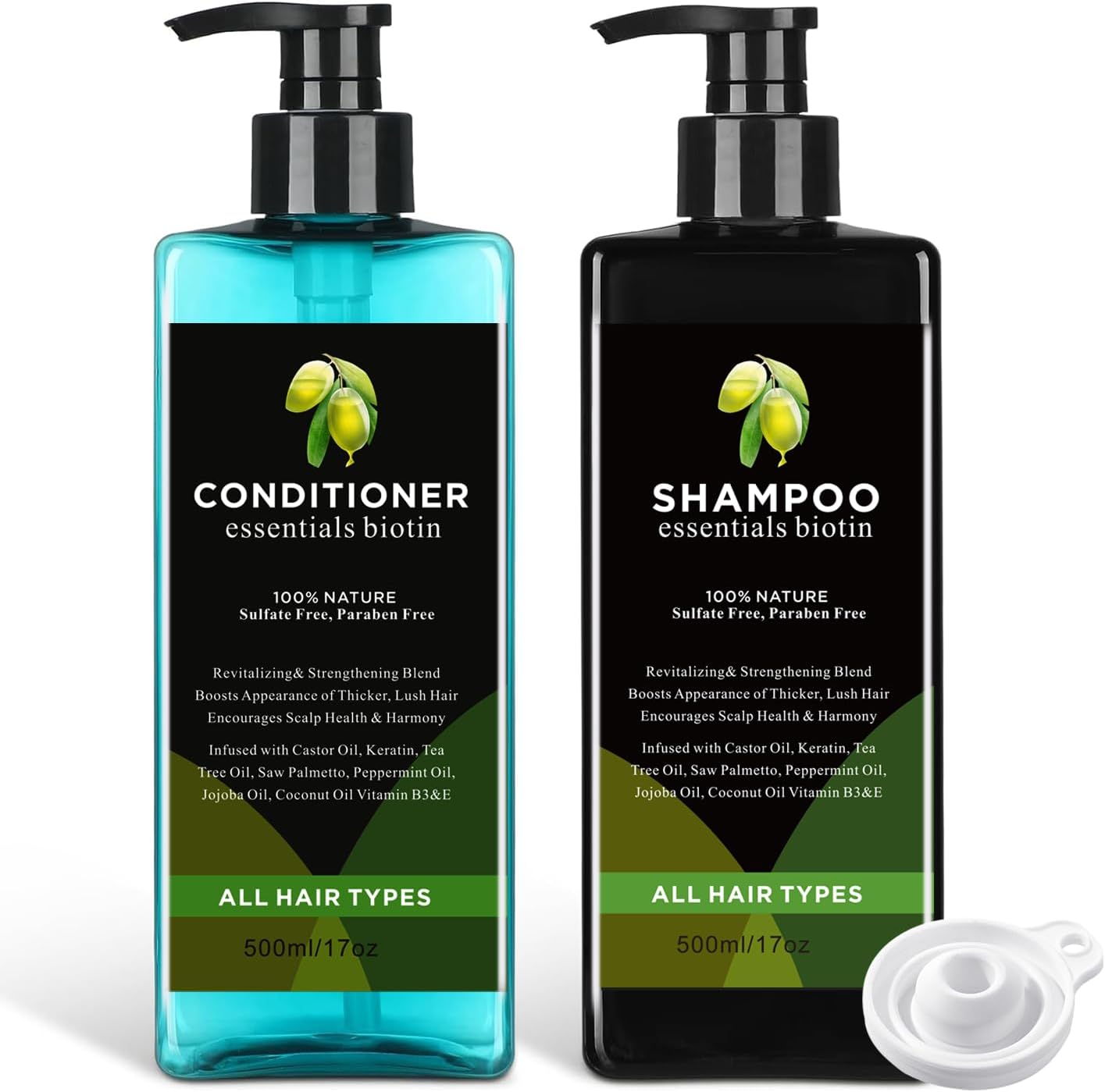 2 Pack 17oz Extra Large Flask Kit Hidden Alcohol Containers - Plastic Fake Shampoo Bottles for Men - Cruise Ship Flask Set with Funnels and Waterproof Stickers