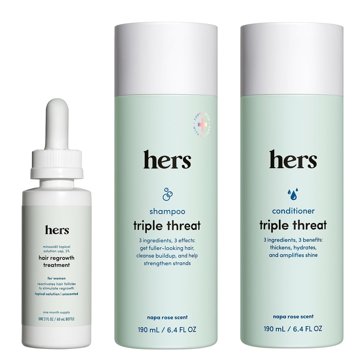 hims and hers Triple Threat Shampoo & Conditioner, 3 Pack, 6.4 Fl Oz
