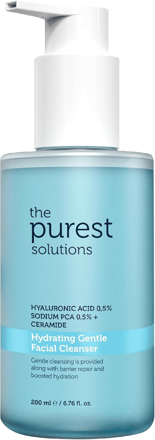 The Purest Solutions Hydrating Gentle Facial Cleanser (0.5% Hyaluronic Acid & 0.5% Sodium PCA Ceramide) - Exfoliating Salicylic Acid Cleanser for All Skin Types - Vegan | Cruelty Free (200 ml)
