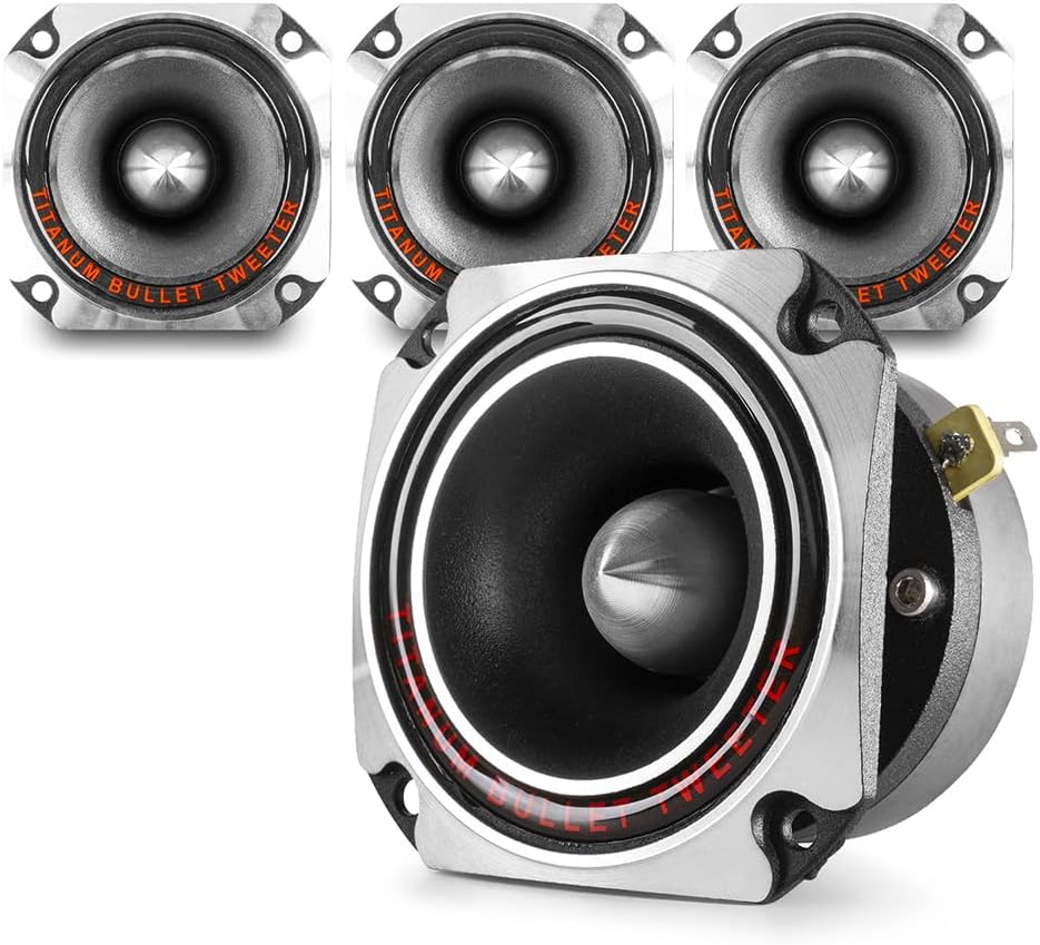Skytec Titanium Diaphragm Speaker Driver Set of 4, 1-Inch 80W Tweeters 320W Total, 25mm Voice Coil, 2kHz-20kHz Frequency, Pro Audio Replacement Parts for DJ & PA Systems