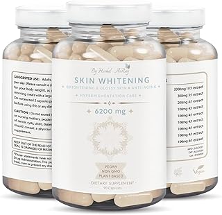 Glutathione Skin Whitening Pills with Collagen – Natural Skin Lightening Pills, Acne Scars & Dark Spot Remover, Skin Bleaching Supplement with Anti-Aging & Antioxidant Effect, 90 Vegan Capsules