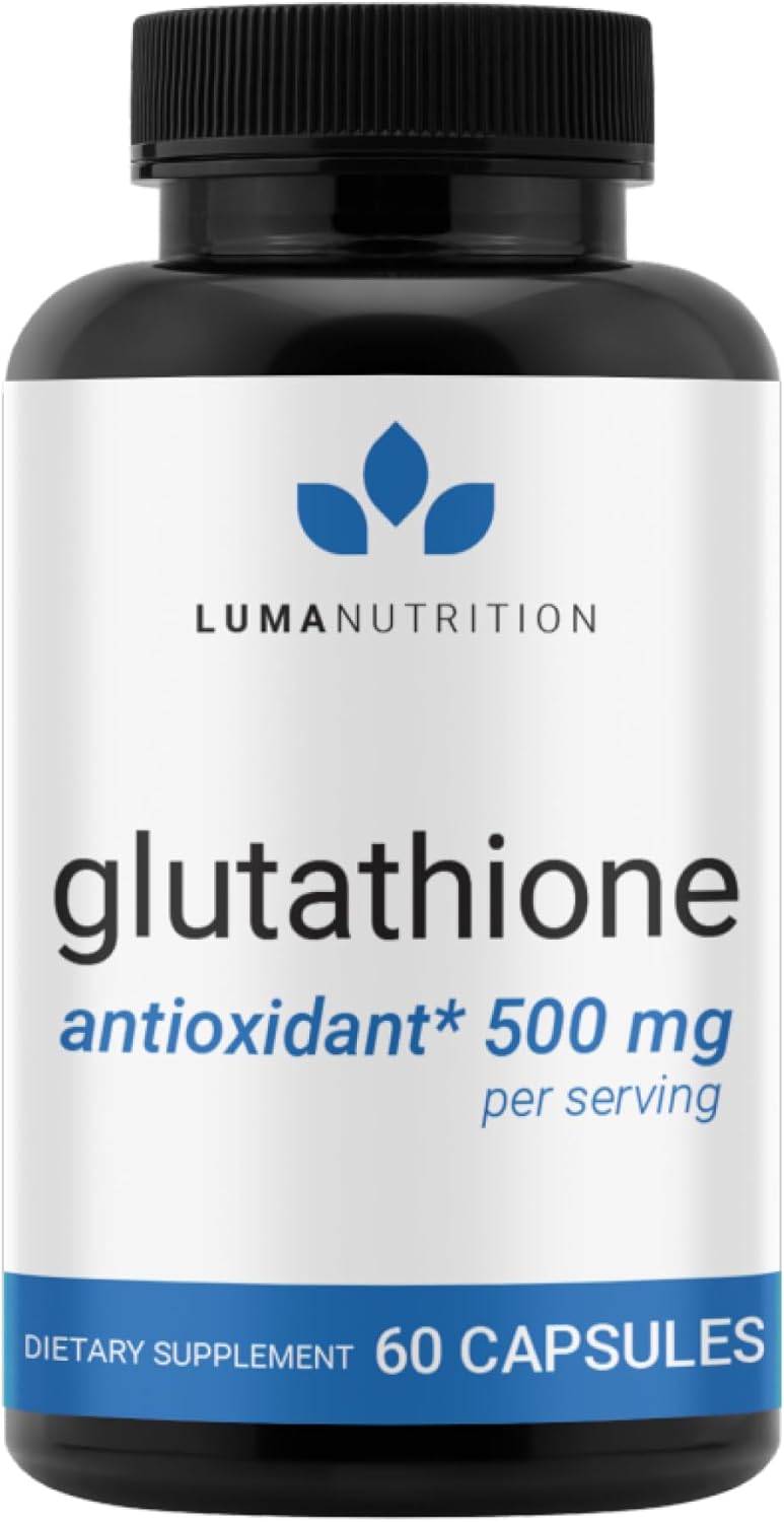 Luma Nutrition Premium Glutathione Supplement - 500mg - L-Glutathione - Antioxidant Support - Reduced - Liver Support - 60 Capsules