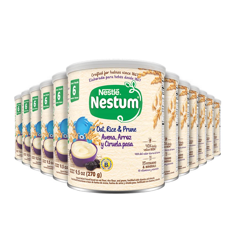 Nestle Nestum Oat Rice and Prune Infant Cereal, 9.5 Oz, 12 Pack