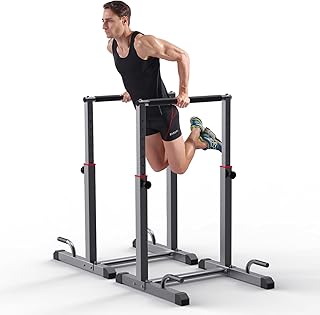 K KiNGKANG Dip Bar Station Set, 9 Level Adjustable, 1200lbs Heave Duty Dip Station for Full Body Workout Fitness,Functional Parallettes Bars
