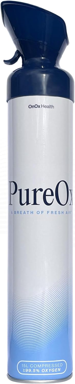 PureOx Oxygen Canister (15L) with Inhaler Cap | Supplemental Oxygen Therapy | A Breath of Fresh Air