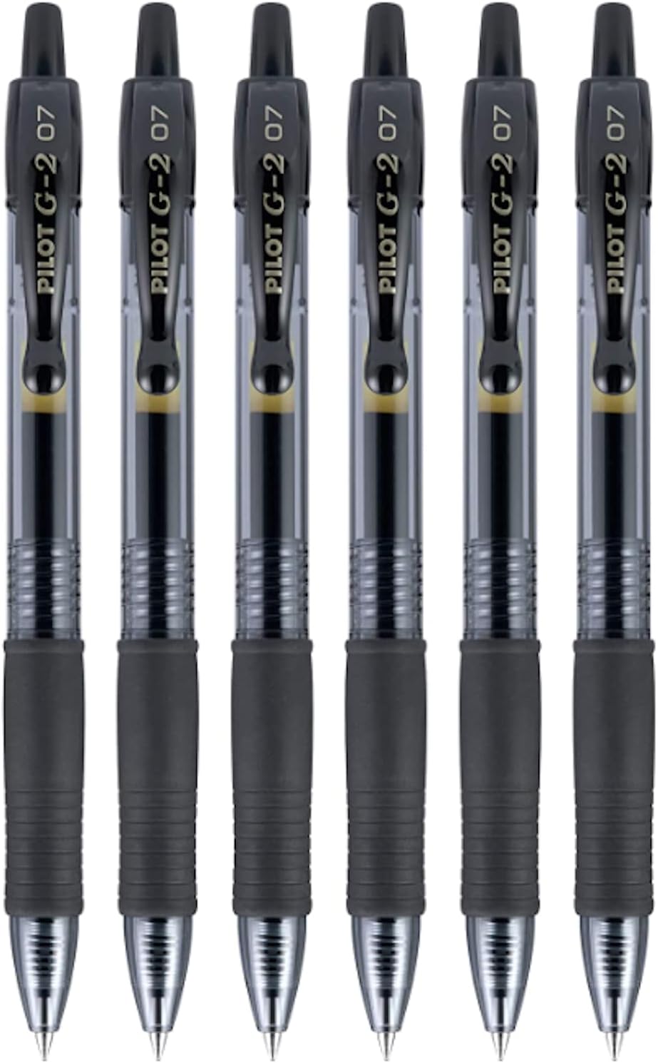 Pilot G2 07 Black Fine Retractable Gel Ink Pen Rollerball 0.7mm Nib Tip 0.39mm Line Width Refillable BL-G2-7 (Pack Of 6)