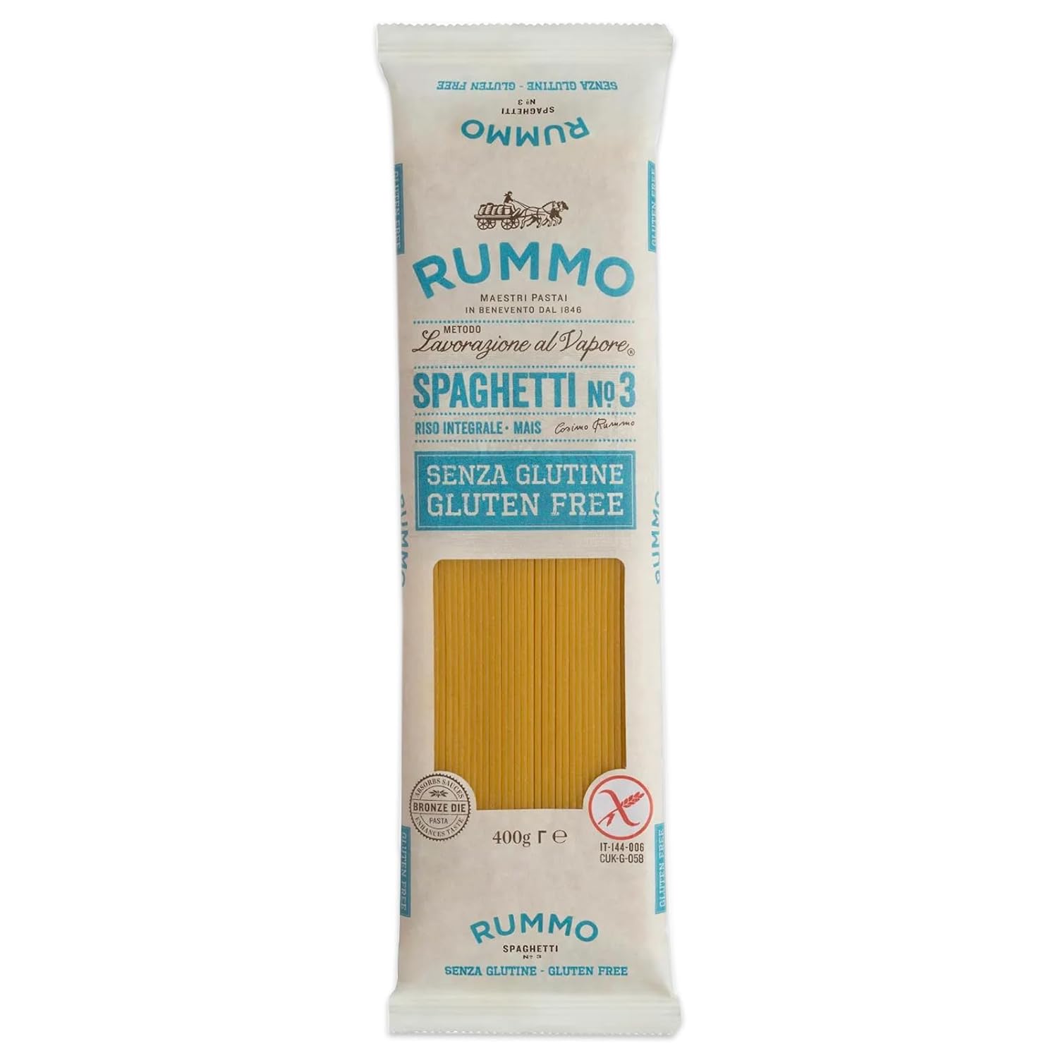 Rummo Gluten Free Spaghetti Pasta N.3 - Corn & Rice Pasta Noodles, GF Spaghetti, Thin Pasta Noodles, Italian Pasta - 12 Ounce (Pack of 1)