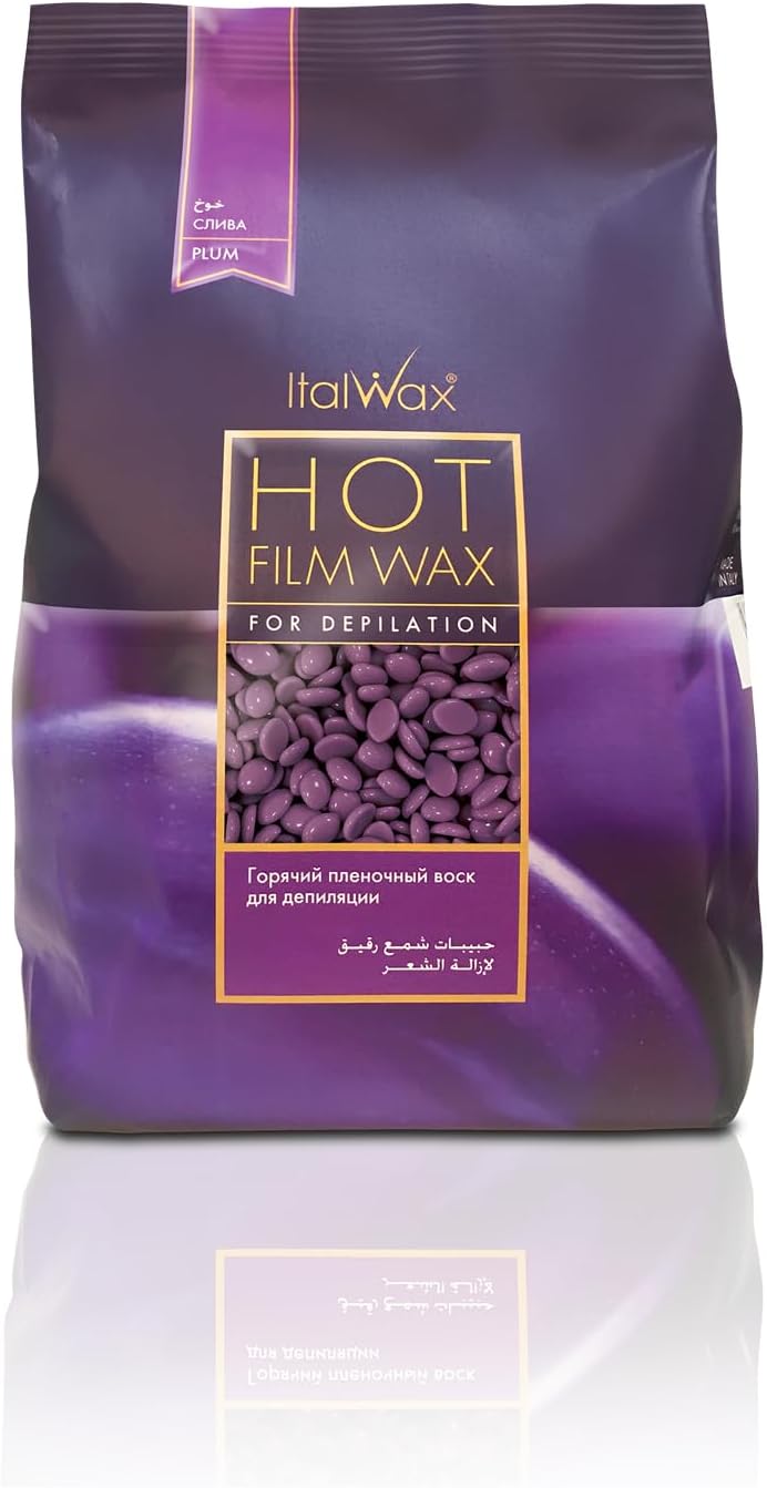 Italwax Plum Hard Wax Beads – 1kg (2.2 lbs) – Strip-Free, Fruit aroma Hair Removal Wax, Gentle on All Skin Types, Ideal for Bikini Line & Underarms, Professional & Home Use
