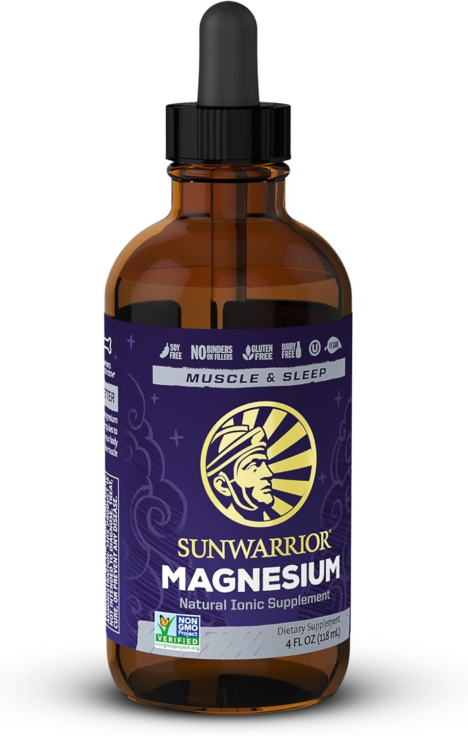 Sunwarrior Magnesium Mineral Supplement Natural Ionic Liquid Drink Additive | Features Trace Minerals to Support Brain Heart & Muscle (4 FL Oz) 28 Servings