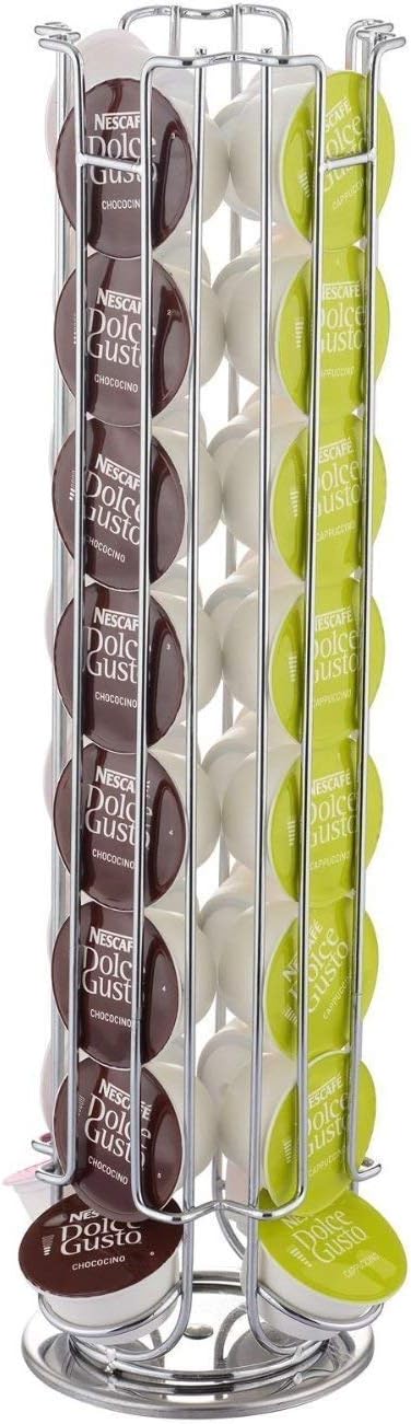 Quailitas 32 Coffee Pod Holder For Dolce Gusto Coffee Capsule Holder, Compact Design, Silver Finish | Coffee Machine Accessories
