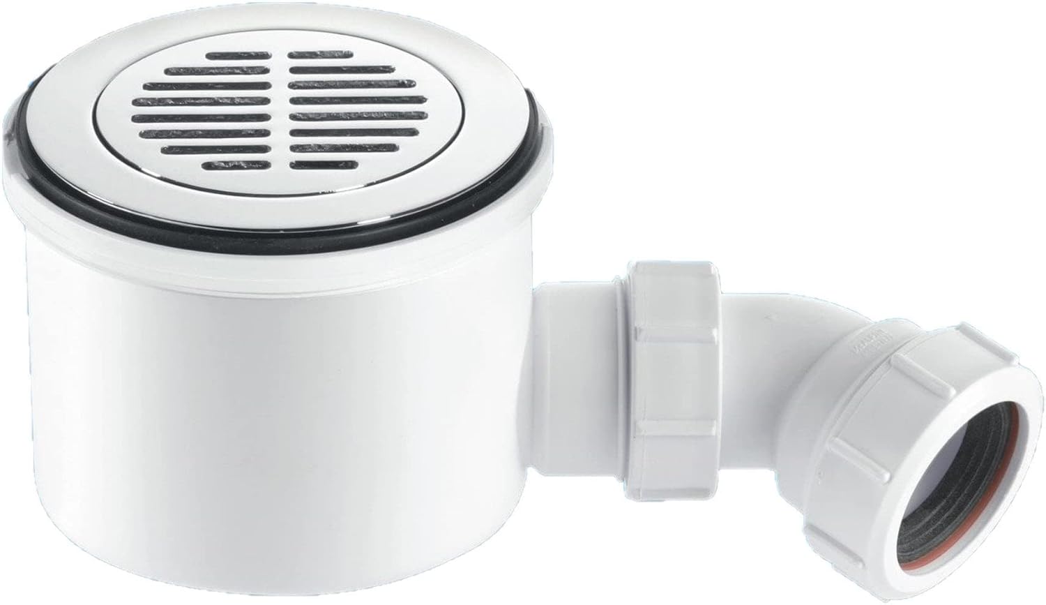 McAlpine ST90CPB-S-HP2 CP BRASS Grid Flange 90mm High Flow Shower Trap Waste, Chrome/White