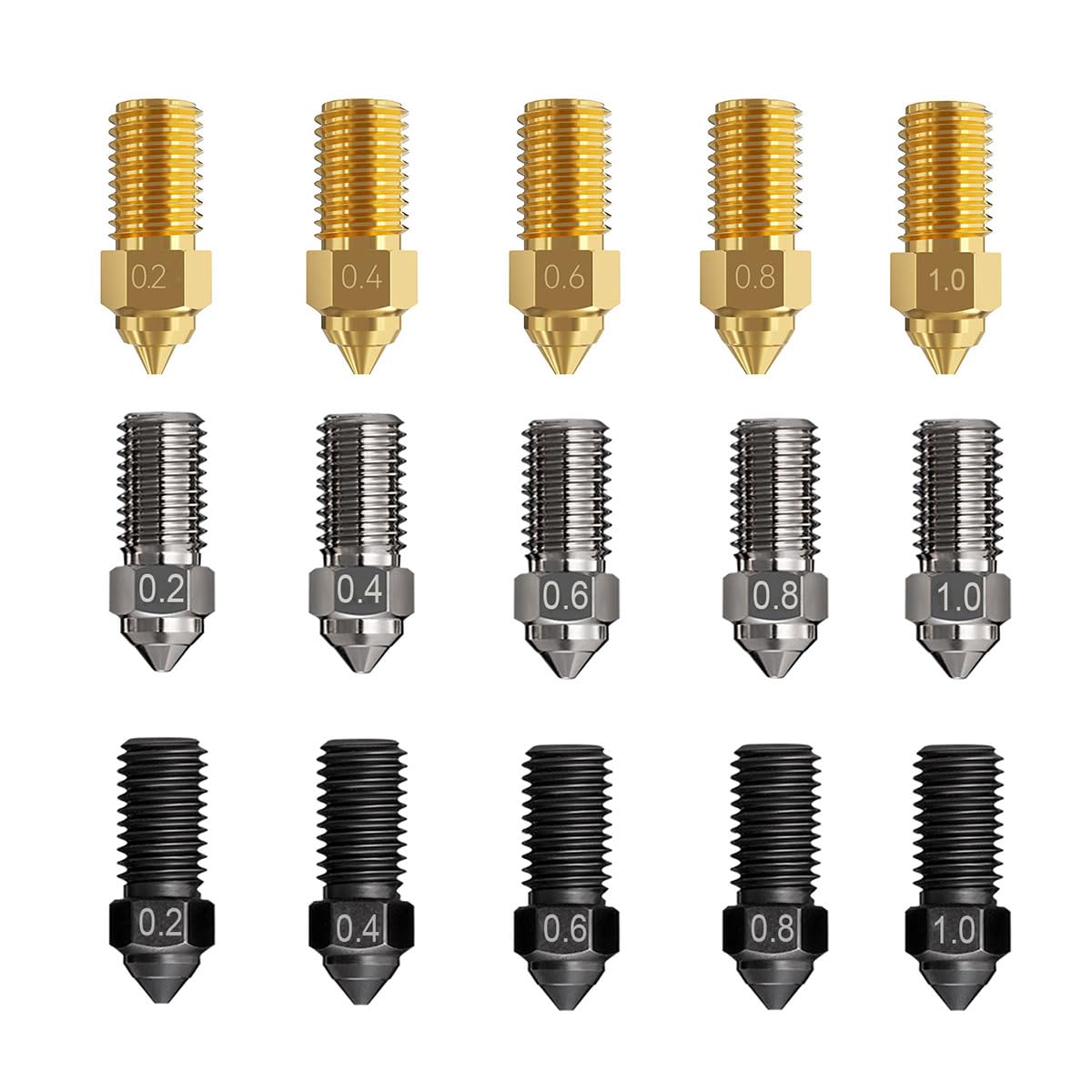 15PCS 3D Printer Nozzle for Elegoo Neptune 4/4PRO Nozzle Nozzles Brass Copper Plated Hardened Steel Nozzle 0.2 0.4 0.6 0.8 1.0mm