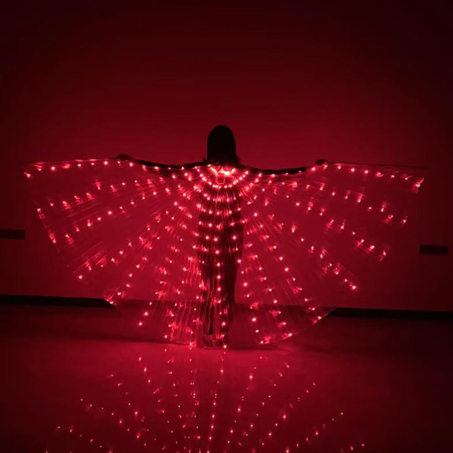 LED Lights Belly Dance Wings Bellydance Glow Angel Dance Wings with Telescopic Sticks for Adults and Child