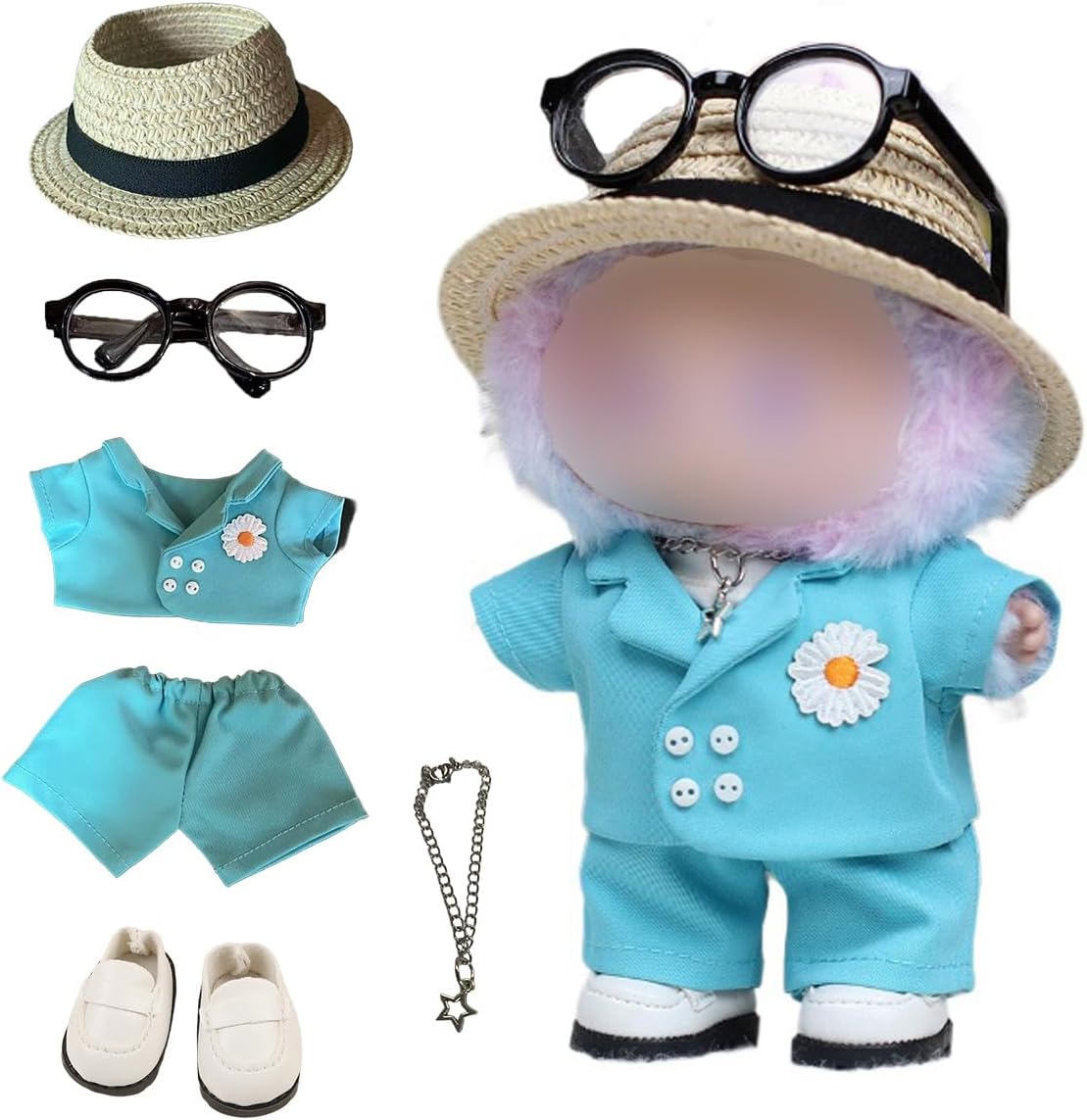 Labooboo Clothes for 17cm Doll - Exquisite Luxury Designer Accessories Clothes for Labooboo - 7 Piece Set Suitable for Labooboo 17 Cm Doll (NO Doll)