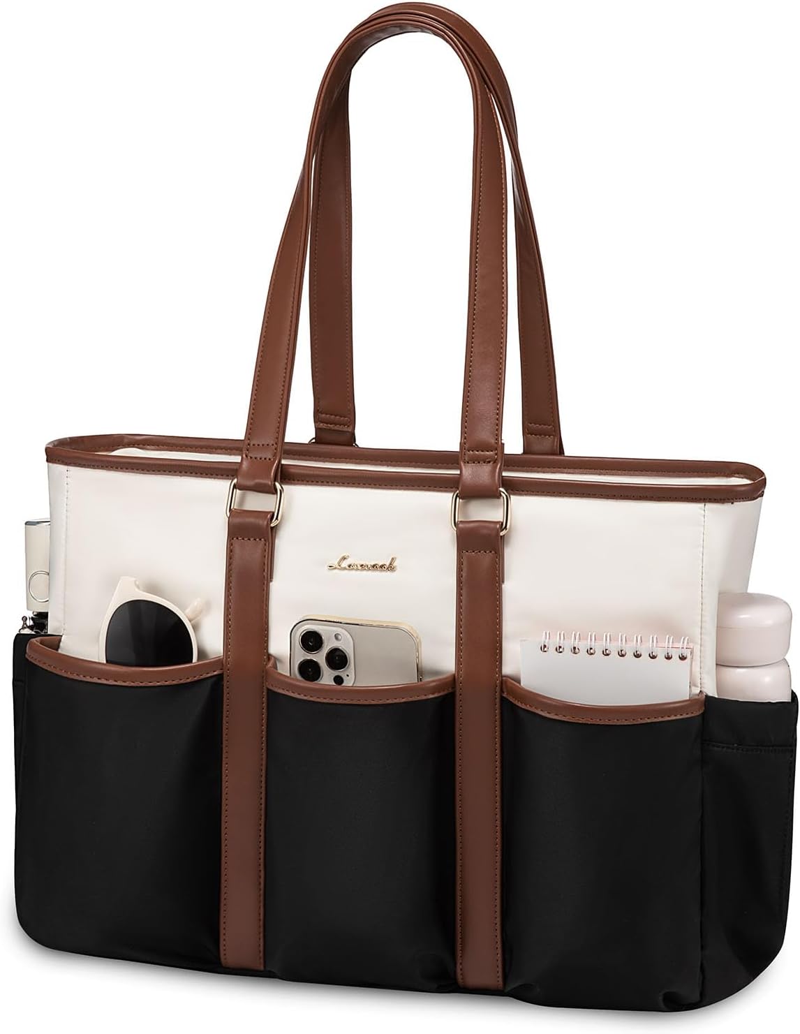 LOVEVOOK Teacher Tote Bag for Women Work, Nurse Laptop Bag for Women, Utility Everything Tote For Work/Travel/College/Daily, Professional Computer Purse Large Handbag With Multi Pockets