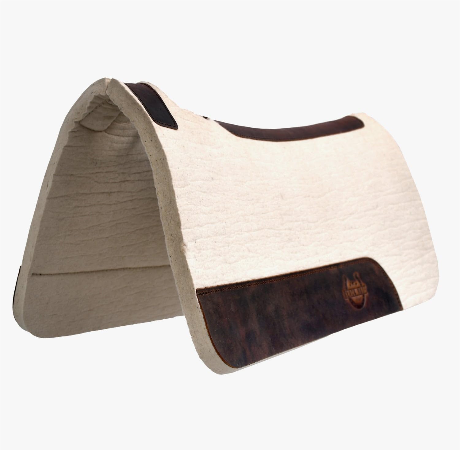 BlackHoof Steam Pressed Merino Wool Felt Contoured Pad 1 Inch Thick(31in Length and 32in Width), Saddle pad for Horses, White
