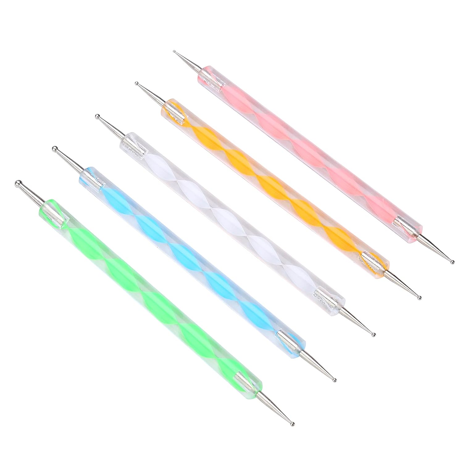 5pcs 2-ways Acrylic UV Gel Nail Art Design Tips Dotting Painting Brush Pen Set