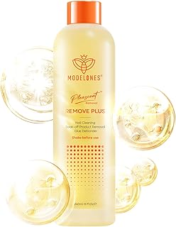 Modelones Nail Polish Remover PleaSCENT Ultra-Powerful Acetone Gel Nail Polish Remover Enriched with Jojoba Oil Nails Removes for Nail Glue Acrylic Dip Powder Nails Remover for Home Salon(8 FL.Oz.)