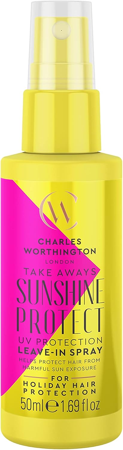 Charles Worthington Sunshine Protect UV Protection Leave-In Spray Takeaway, Hydrate and Nourish, Salon Leave-In Conditioner Spray, 50 ml