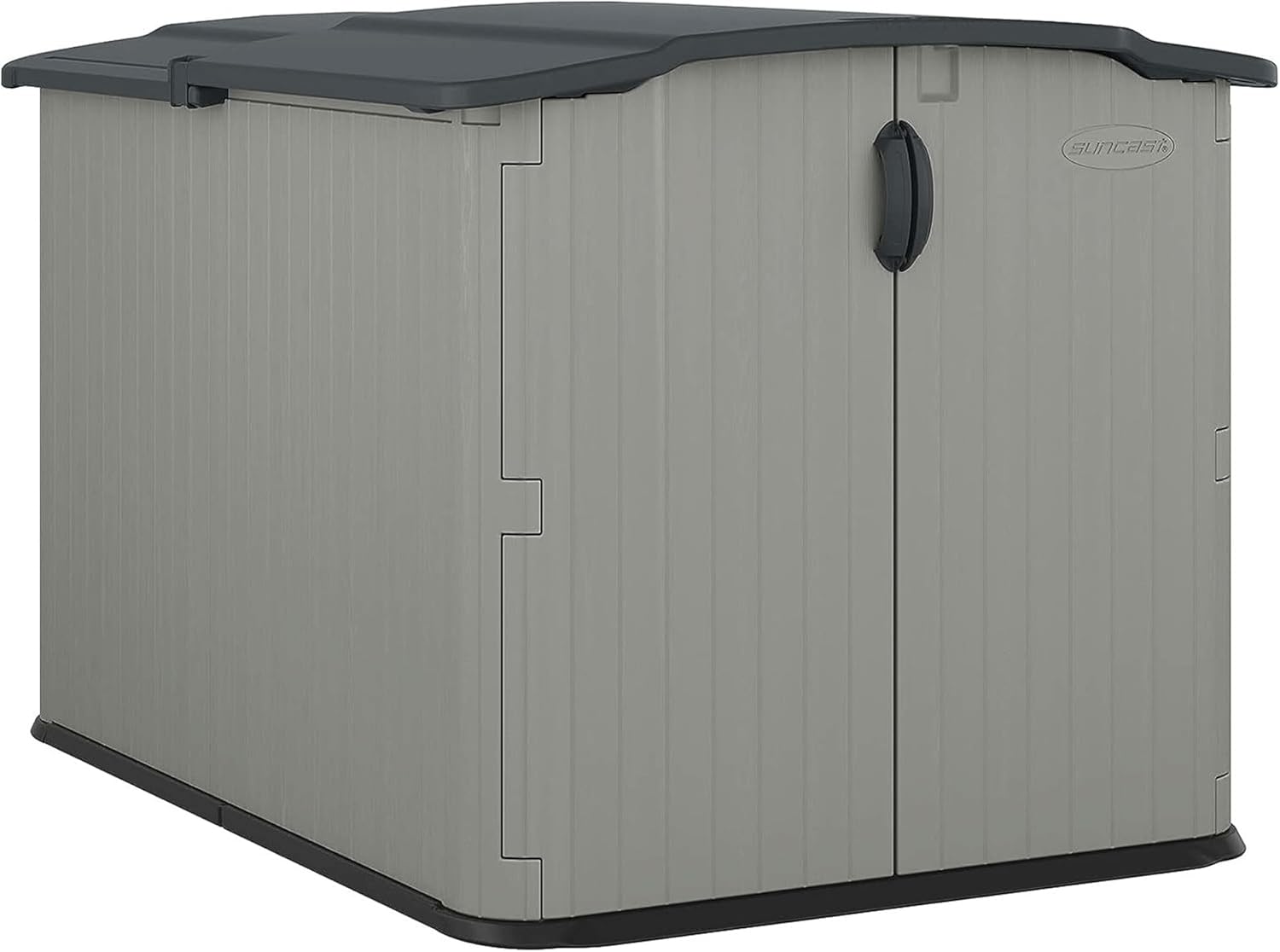 Suncast Glidetop Horizontal Outdoor Storage Shed with Pad-Lockable Sliding Lid and Doors, All-Weather Shed for Yard Storage, 57.5" W x 79.75" D x 52" H, Made in The USA