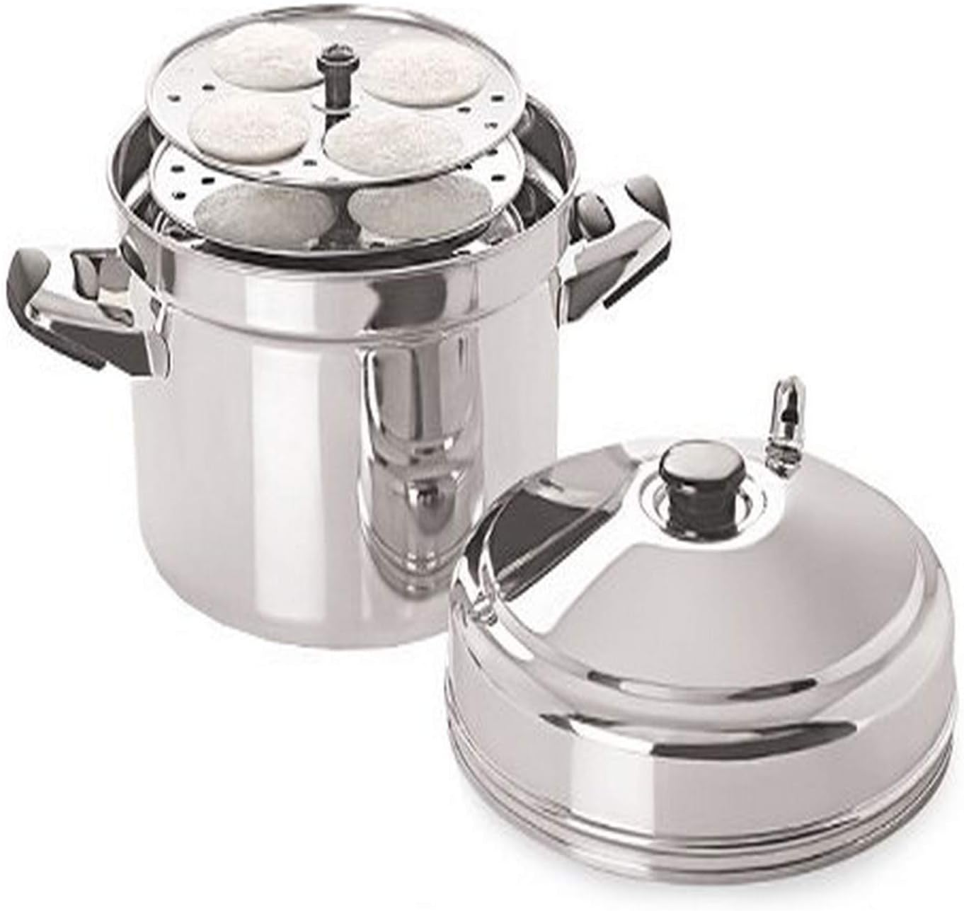 Tabakh IC-206 6-Rack Stainless Steel Idli Cooker with Strong Handles, Makes 24 Idlis,Silver,Large