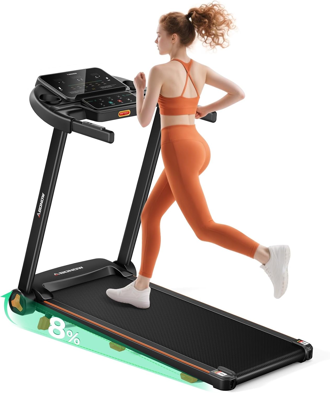 Folding Treadmills for Home with Incline, 3.0HP Quiet Brushless Portable Fitness Running Walking Exercise Treadmill with LED Display, 265lbs Weight Capacity