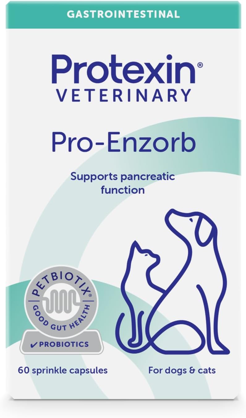 Protexin Veterinary Pro-Enzorb, Probiotics for Cats and Dogs for pancreatic support, 60 sprinkle capsules