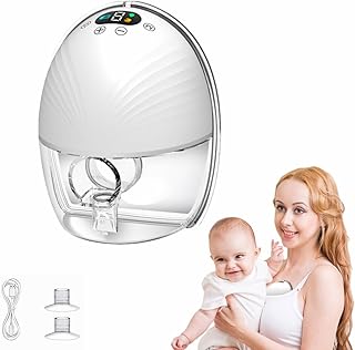 Breast Pump Hands Free,Electric Breast Pump Wearable,Low Noise and Pain Free, 3 Modes & 9 Levels, Electric Breast Pump Portable, Smart Display, 19/21/24mm Insert/Flange, 1 Pack (White)