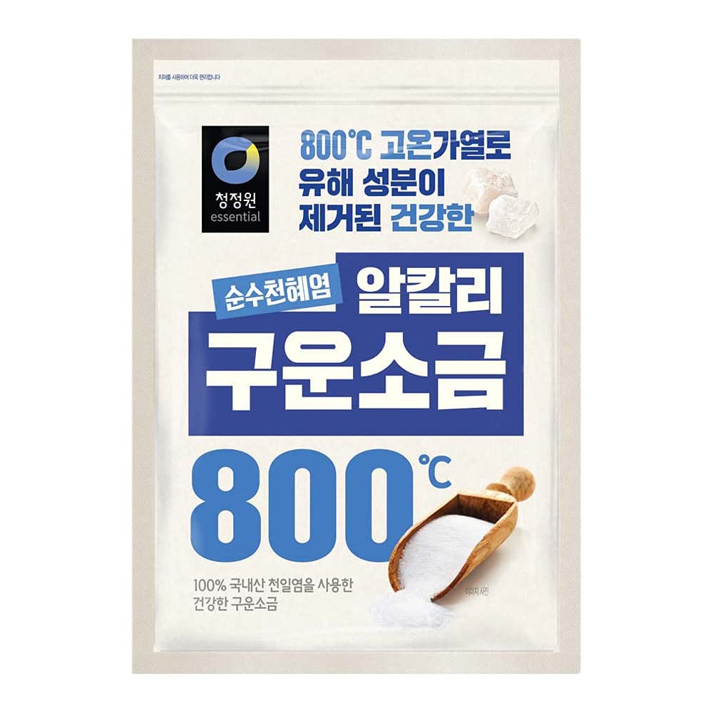 Chung Jung One Korean Roasted Sea Salt, Alkaline salt for food, 500g (1.1lbs) 1pack