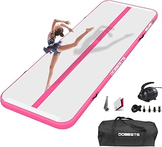 DOBESTS Air Track Inflatable Gymnastics Mat, Tumbling Mat 6.6ft/10ft/13ft/16ft/20ft Training Mat 4/8 inches, Air Barrel Gymnastics Roller with Electric Pump