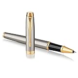 PARKER IM Rollerball Pen, Brushed Metal with Fine Point Black Ink Refill, Gift Box (1931663)