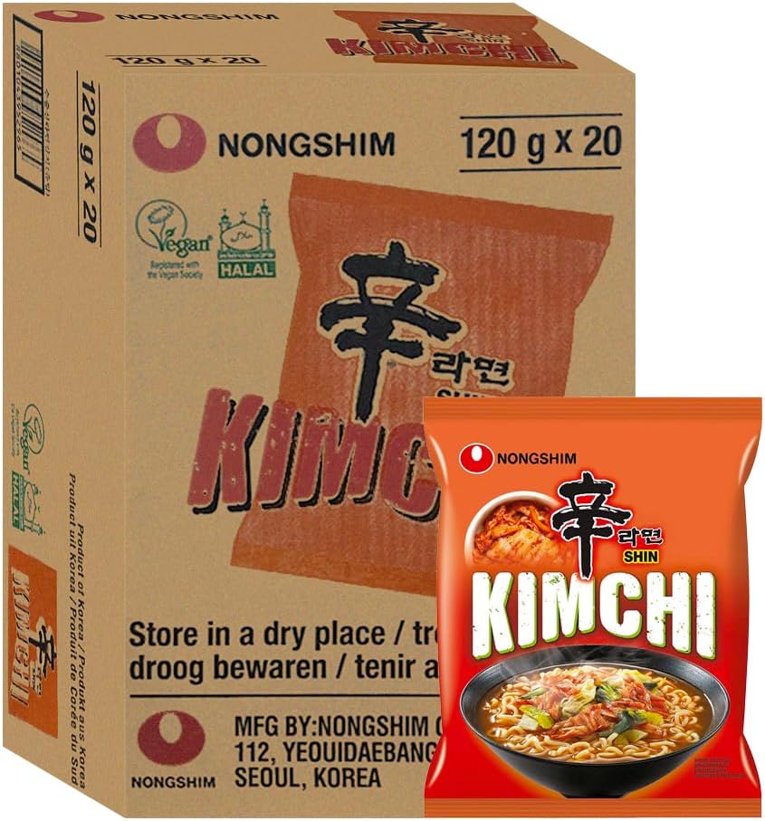 Starry Mart Nong Shim SHIN KIMCHI Ramyun Ramen Noodles 120g (Box of 20 Packets),120 g (Pack of 1)