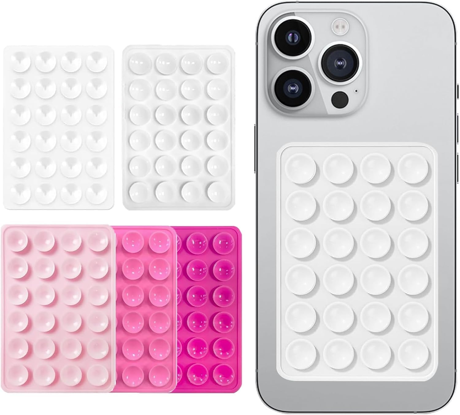 5 Pcs Suction Phone Holders,Silicone Suction Pad Sticky Phone Grip,Non Slip Suction Case Sticky Pad Grip for Stand,Shower Mirror and Car Selfie