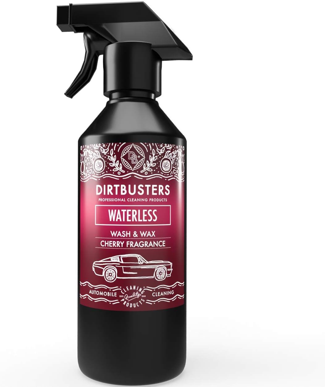 Dirtbusters Waterless Wash And Wax Car Cleaner, Easy To Use Spray On Wipe Off Car Shampoo And Wax For A Shiny Hydrophobic Polish Finish, Cherry (500ml)
