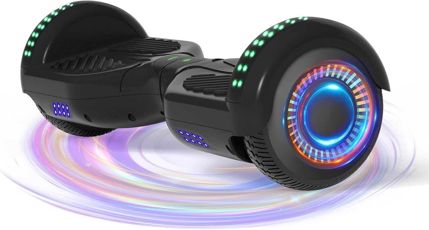 Kids Scooter with Bluetooth Speaker & Corlorful LED Lights, Dual 250W Motor 7.5 Mph Speed, Gifts for All Ages