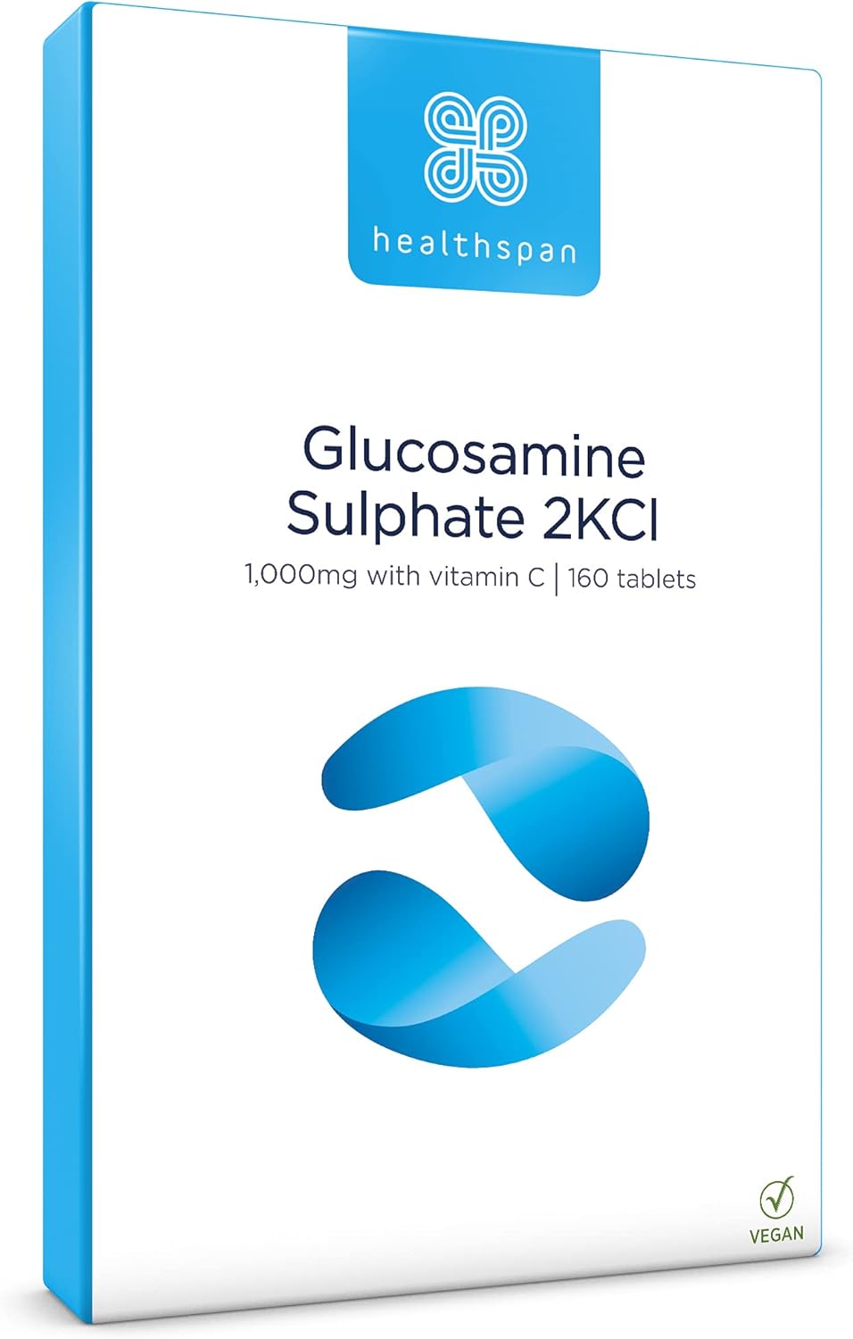 Healthspan Glucosamine Sulphate 2KCI 1,000mg (10 Months’ Supply) | Sustainably sourced Plant-Based glucosamine to Support Your Joints | 591mg Glucosamine Base with 20mg Vitamin C | Vegan