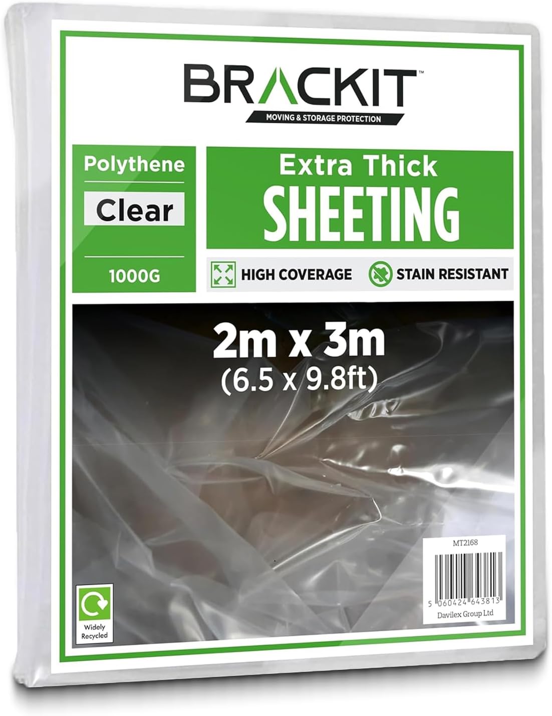 Extra-Thick Ultra Heavy Duty Large 2 x 3M (6.5 x 9.8ft) Coverage - Polythene Plastic Sheeting Cover – 1000g (250 micron) for Gardening Insulation & Building Rubble Protection