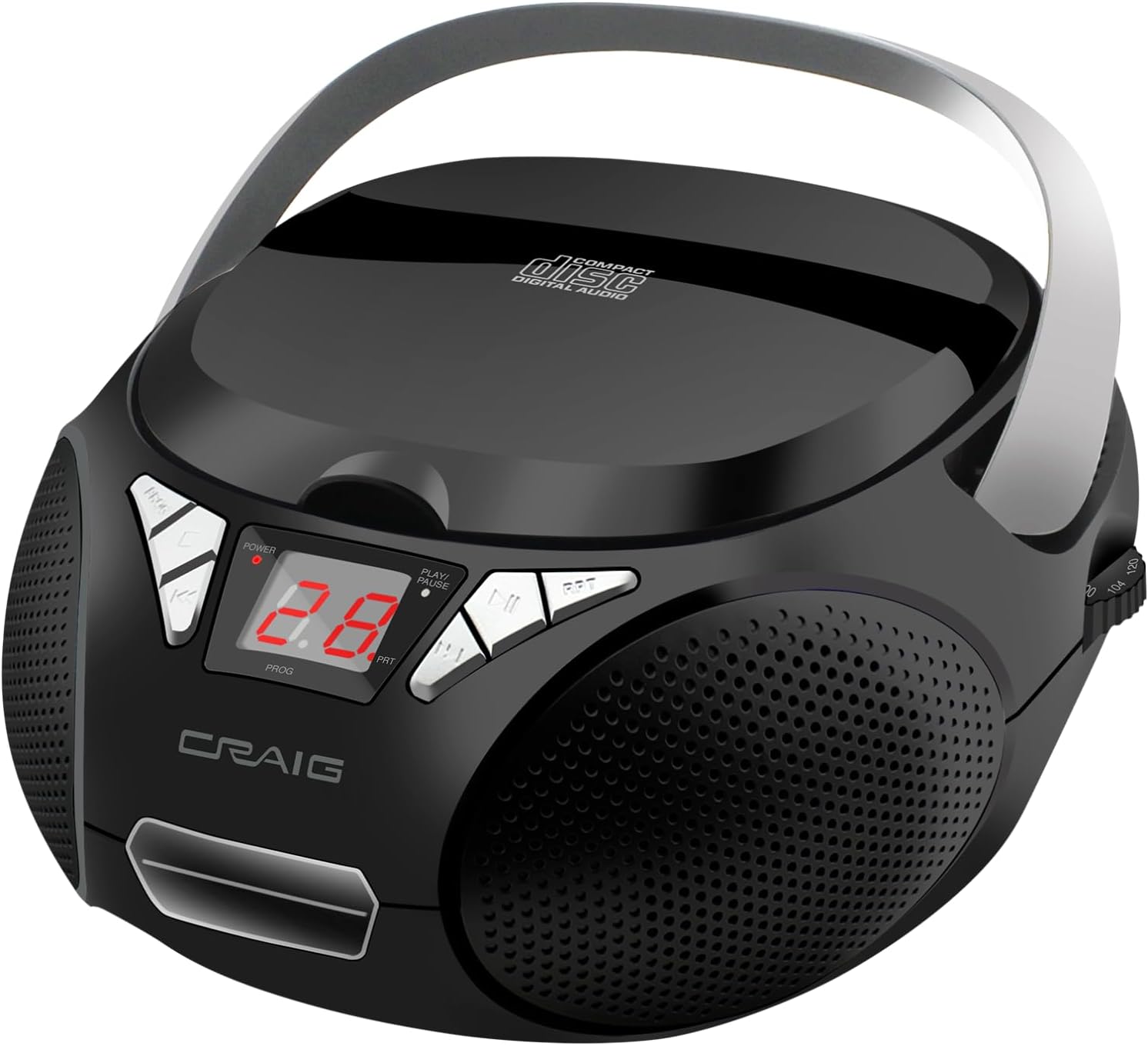 Craig CD6925 Portable Top-Loading Stereo CD Boombox with AM/FM Stereo Radio and Bluetooth Wireless Technology | Programmable CD Player | CD-R/CD-W Compatible | No Headphone Jack