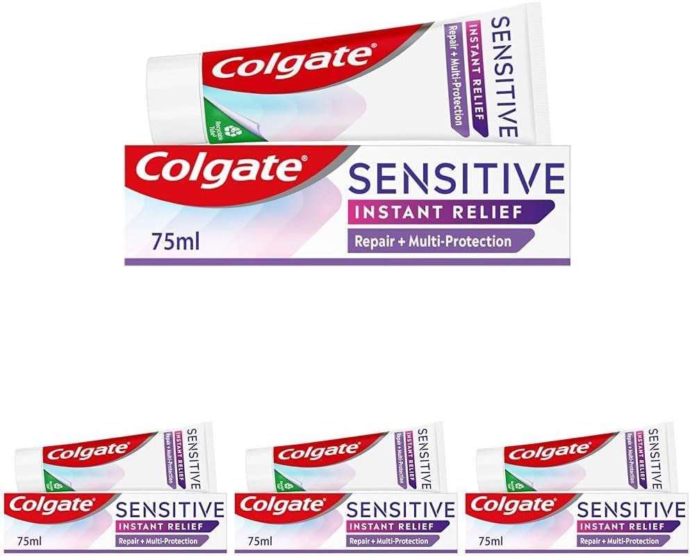 Colgate Sensitive Instant Relief Repair + Multi-Protection Toothpaste 75ml - Fluoride Toothpaste - Instant Sensitivity Relief* - Cavity Protection + Gum Health - Repairs Sensitive Areas of Teeth**