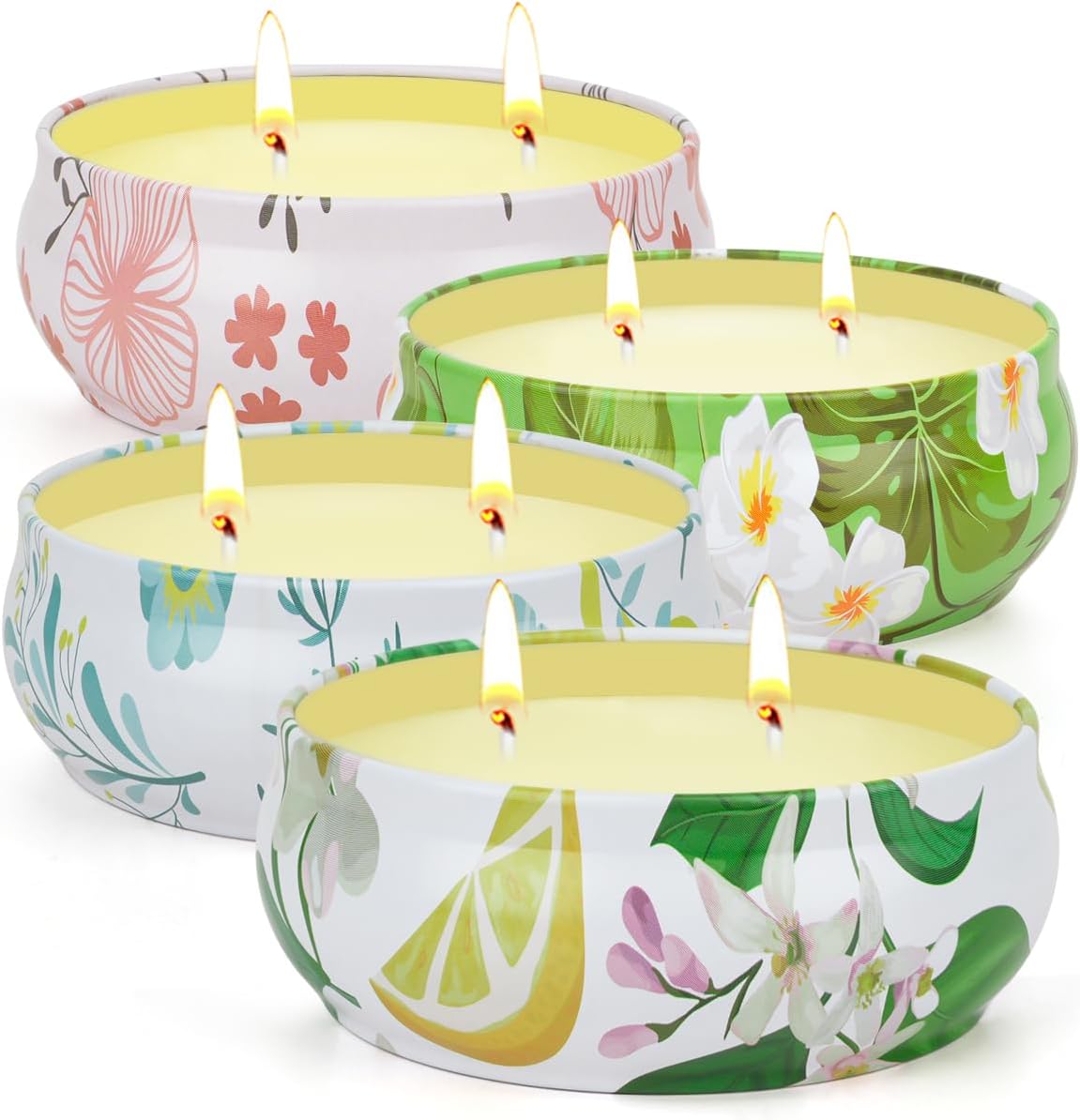 Citronella Candles Outdoor, 4 Pack Soy Wax Lemongrass Candles, Decorative Jar Scented Candle for Patio Garden Backyard Camping Summer, 240 Hours Burning Time