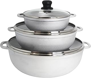 IMUSA 1.5/3.5/7.0qt Cast aluminum Caldero 3pc Set with Glass Lid - 18/24/30cm