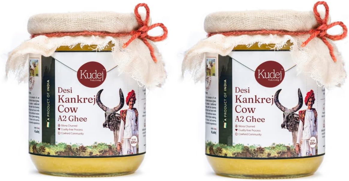 Kudej Desi Kankrej Cow A2 Ghee 1000ml, Pack Of 2