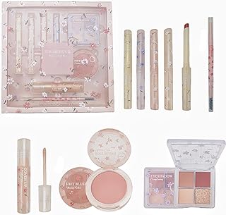 Makeup Kit for Women 8 Pieces Makeup Sets, 4 Color Lipsticks& Eyeshadow, Eyebrow Pencil, Concealer, Blush Palette 8Pcs Gift Box Makeup Bundle Value Set